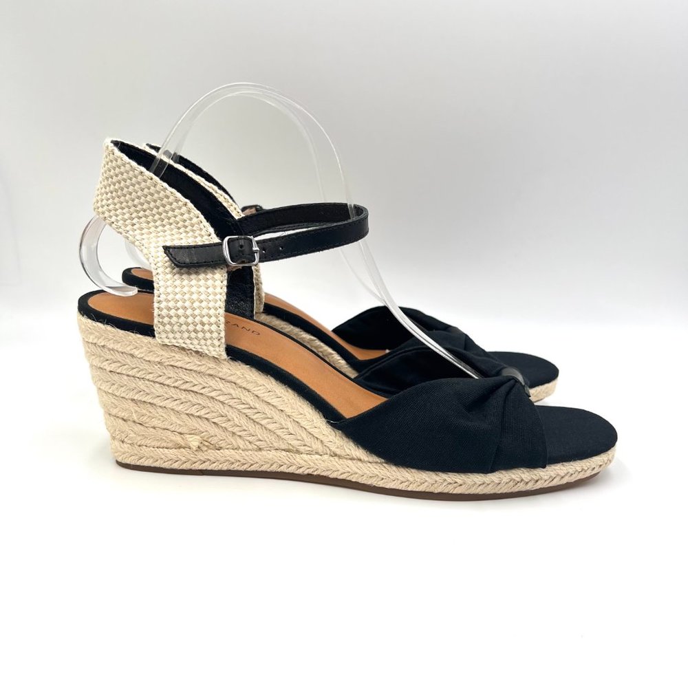 Lucky Brand Womens‎ Size 11 11M Black Leather Wedges Espadrilles Sandals Shoes